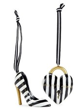 Striped Heart  Shoe Christmas Ornament Set 2- Saks Fifth Avenue