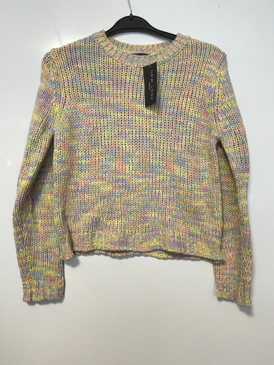 New Look Petite Pastel Rainbow Space Die Jumper Size S Bnwt