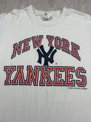 Vtg 1989 80s New York Yankees MLB T-Shirt White O'Connell Designs