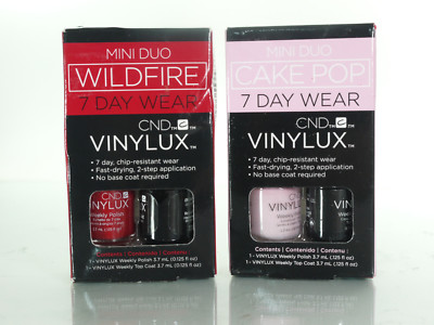  LOT OF 2 CND MINI DUO in CAKE POP+wildfIre+ t  op coat.125 OZ ea