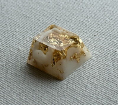 White & Gold Artisan Keycap Glossy OEM Profile 1u Cherry MX Hand Made