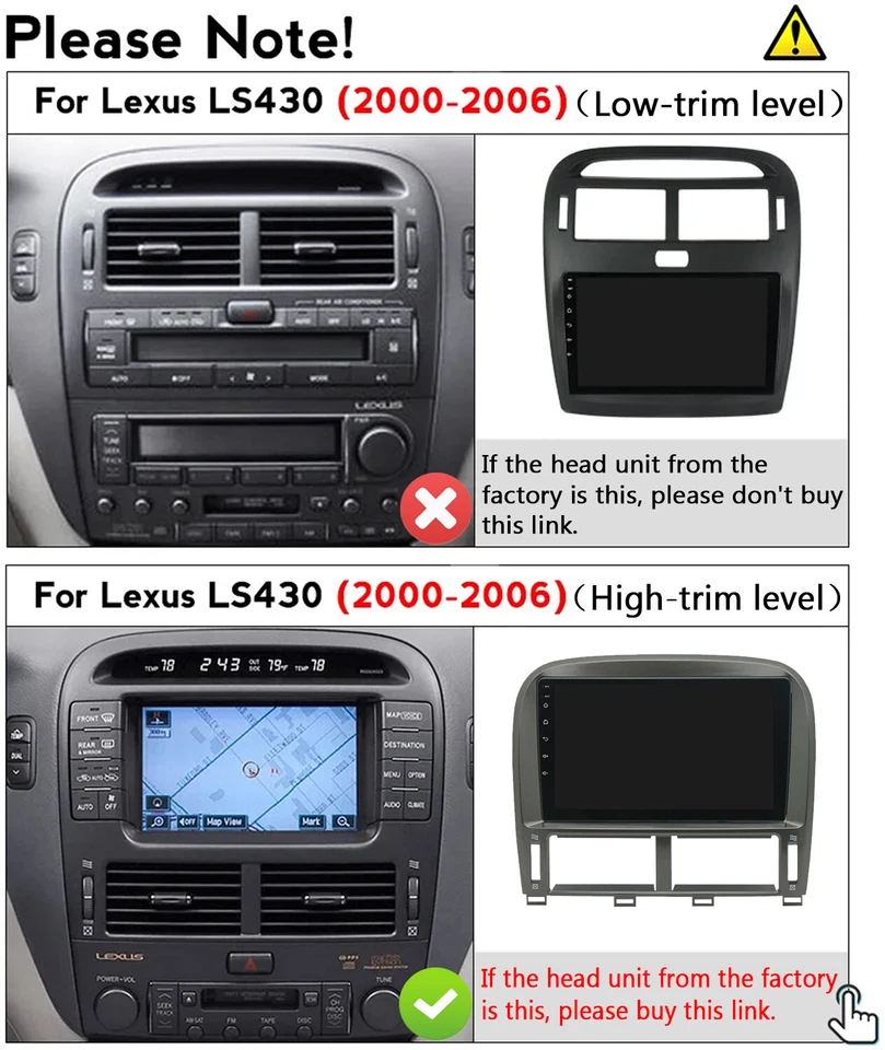 9" WiFi Carplay Para Lexus LS430 2000-2006 Coche Radio Estéreo GPS Navegación Manos Libres Foto 4 de 4