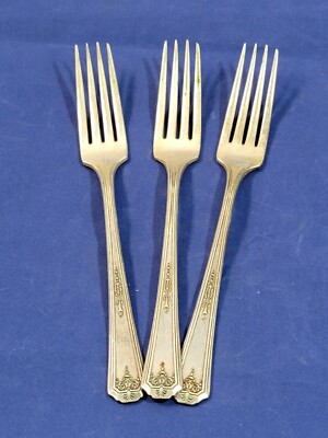 Oneida Community Tudor Made Fork Lot of 3 Queen Bess? Silver-plate AS-IS