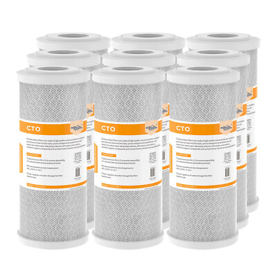 9 Pack 5 Micron 10'' x 4.5'' CTO Carbon Block Water Filter Replacement Whole House