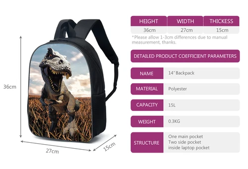 Kids Schoolbag 3D Cartoon Dinosaur Boys Backpack Dinosaur Backpack Schoolbag US - Bild 40 von 45