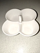 Unbranded White Ceramic 4 Compartment Condiment Serving Dish, Made in Portugal