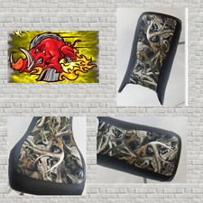 FUNDA ASIENTO YAMAHA ATV PARA KODIAK 450 SE ADAPTA 2016-2024 CAMUFLAJE CALAVERA CUERNOS/NEGRO