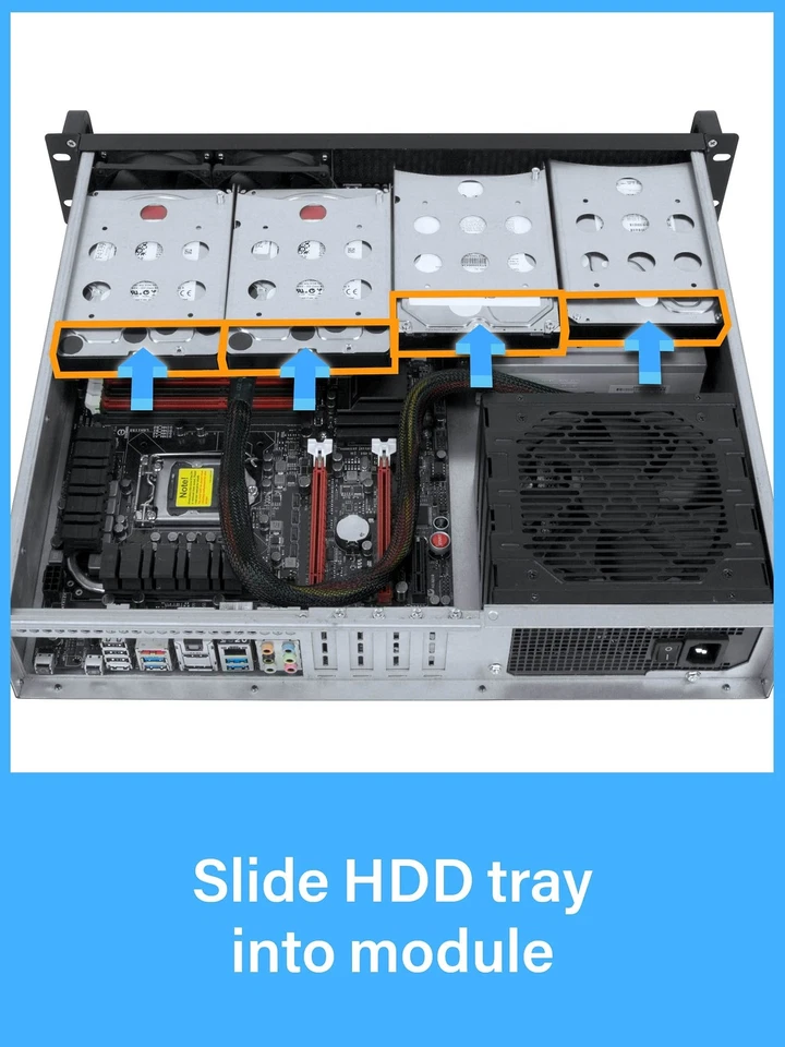 Rosewill 2U Server Chassis Rackmount Case | 4 3.5"/2.5" HDD, 1 5.25" Device |... - Image 4 of 4