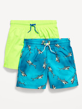 Old Navy Youth Boys Size XL 14/16 SharK Print  Solid 2 Pack Swim Trunks 495