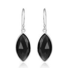 Black Onyx Gemstone Designer 925 Sterling Silver Drop Earrings Jewelry