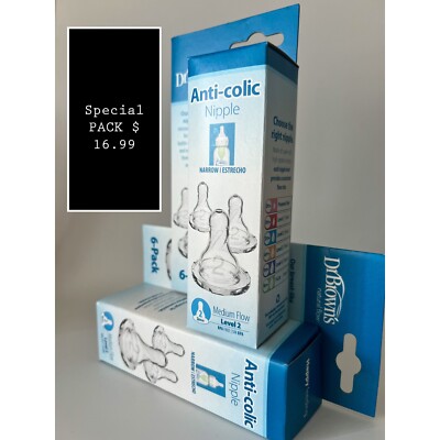 12 pc Dr.Brown s Natural Flow Level 2 Narrow Baby Bottle Silicone Nipple Medium