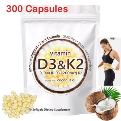 2 in 1 Vitamin D3 K2 Softgels Supplement Softgel 10000 IU VIT D3 200 K2
