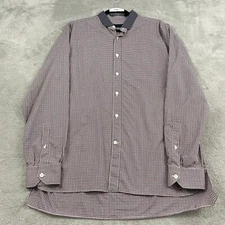 Lanvin Button Up Shirt Mens 17/46 XL Red Black Gingham Long Sleeve Office Preppy
