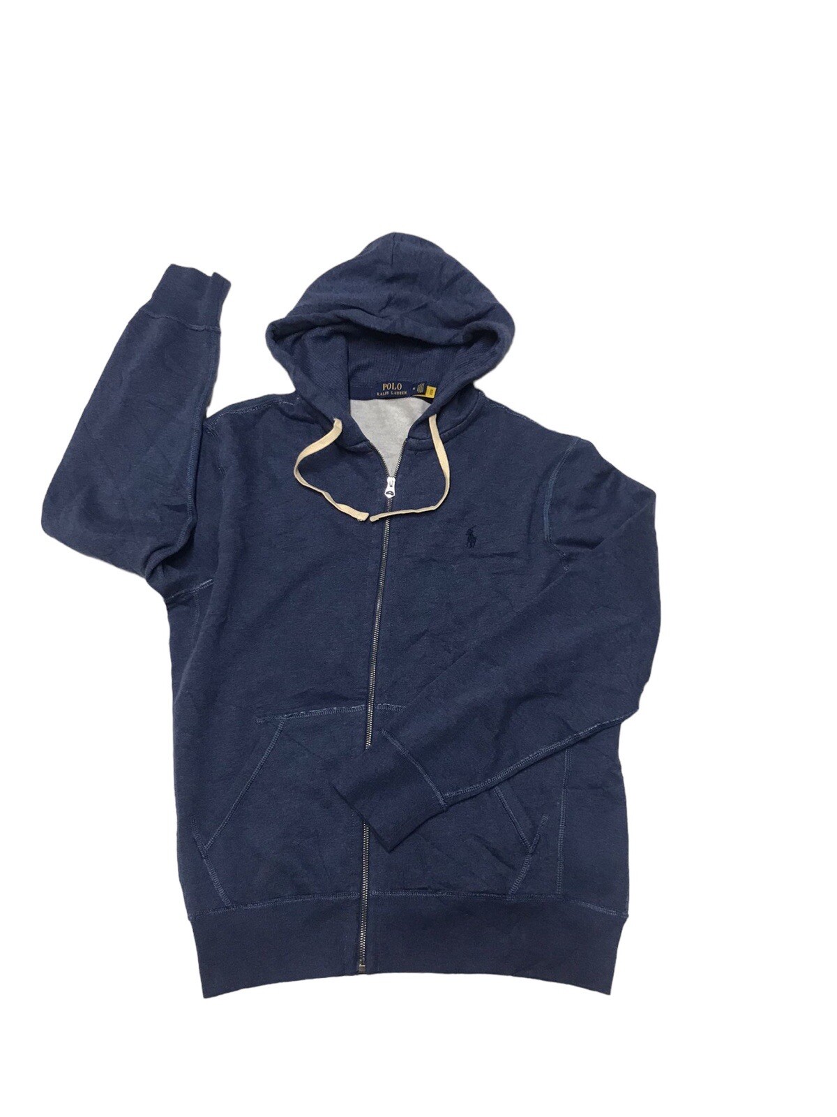 Polo Ralph Lauren giacca uomo blu taglia media full zip cappuccio felpa pony