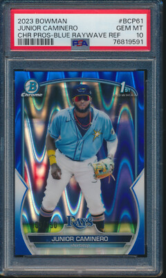 PSA 10 JUNIOR CAMINERO 2023 Bowman Chrome BLUE RAYWAVE REFRACTOR 
