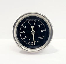 FR12 Gauge 0-8 psi Fuel Pressure Oil Pressure 1.5" Liquid Filled, Black Dial