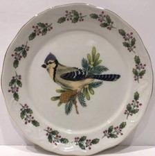 Gibson "SONGBIRDS" 1-Dessert/Bread  Butter Holiday Holly Berries Plate 6 3/4"D