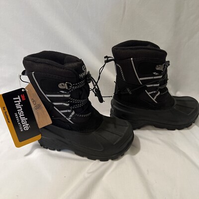 MAGELLAN KIDS BOYS  NWT 3M THINSULATE MID CALF BLACK WINTER BOOTS SZ 9