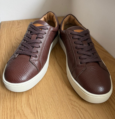 Santoni men's burgundy red leather sneakers / shoes/ made in Italy /41EU/8US/7UK