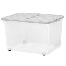 Image of Storage Boxes 44L Wheeled Folding Split Lid - Wham Clear Plastic 5-Pack