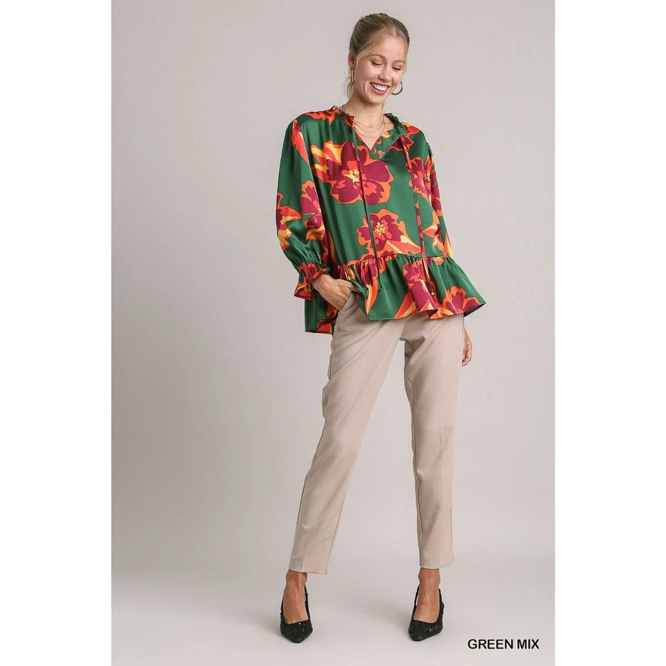 UMGEE NUEVO CON ETIQUETAS Boho Estampado Floral Top Vaquera Occidental Elegante Festival Retro Gitano Vibraciones Foto 2 de 4