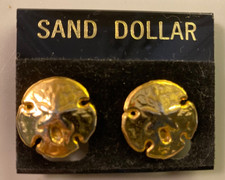 Pair of Gold Tone Sand Dollar Clip On Earrings