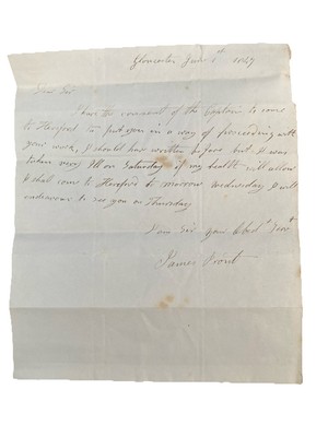 1847-Handwritten Letter- James Prout- Gloucester- Alcohol Order- Pullings