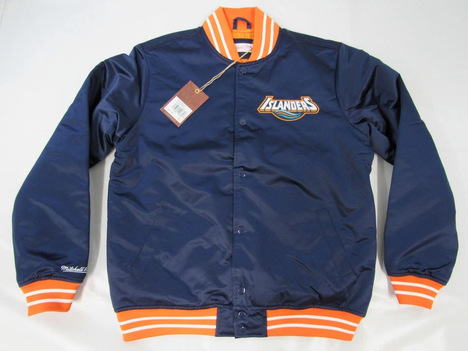 Abrigo chaqueta a presión de satén de peso pesado Mitchell & Ness de los New York Islanders para hombre $150 Foto 2 de 4