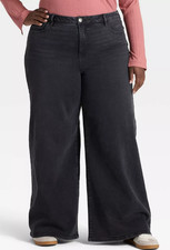 NEW Ava  Viv Women  s High-Rise Relaxed Fit Wide Leg Jeans Size 26