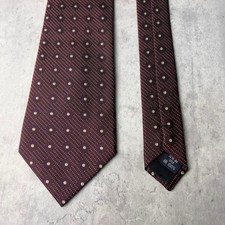 Burberry London Silk Jacquard Dot Pattern Tie Bordeaux Used