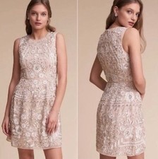 Needle & Thread Embroidered Beaded Beige Dress Sz 8