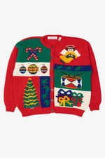 Vintage Red Karen Scott Ugly Christmas Cardigan 1990s 