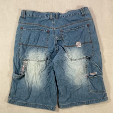 Y2K Paco jean Blue denim washed faded cargo shorts mens size 36