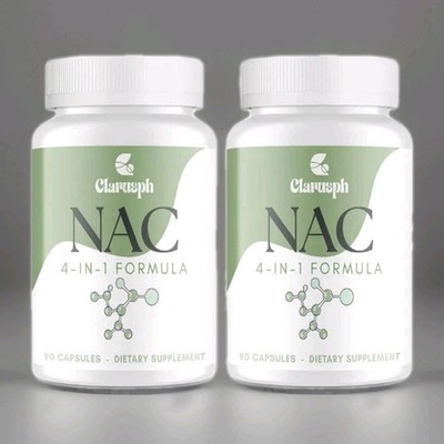 Clarusph NAC (N-Acetyl Cysteine) 1200mg, for Respiratory & Antioxidant, 180 Caps