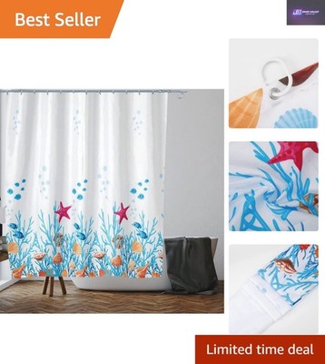 Atemberaubender Sea Life Duschvorhang | 100 % Polyester & maschinenwaschbar 71 x 71 Zoll