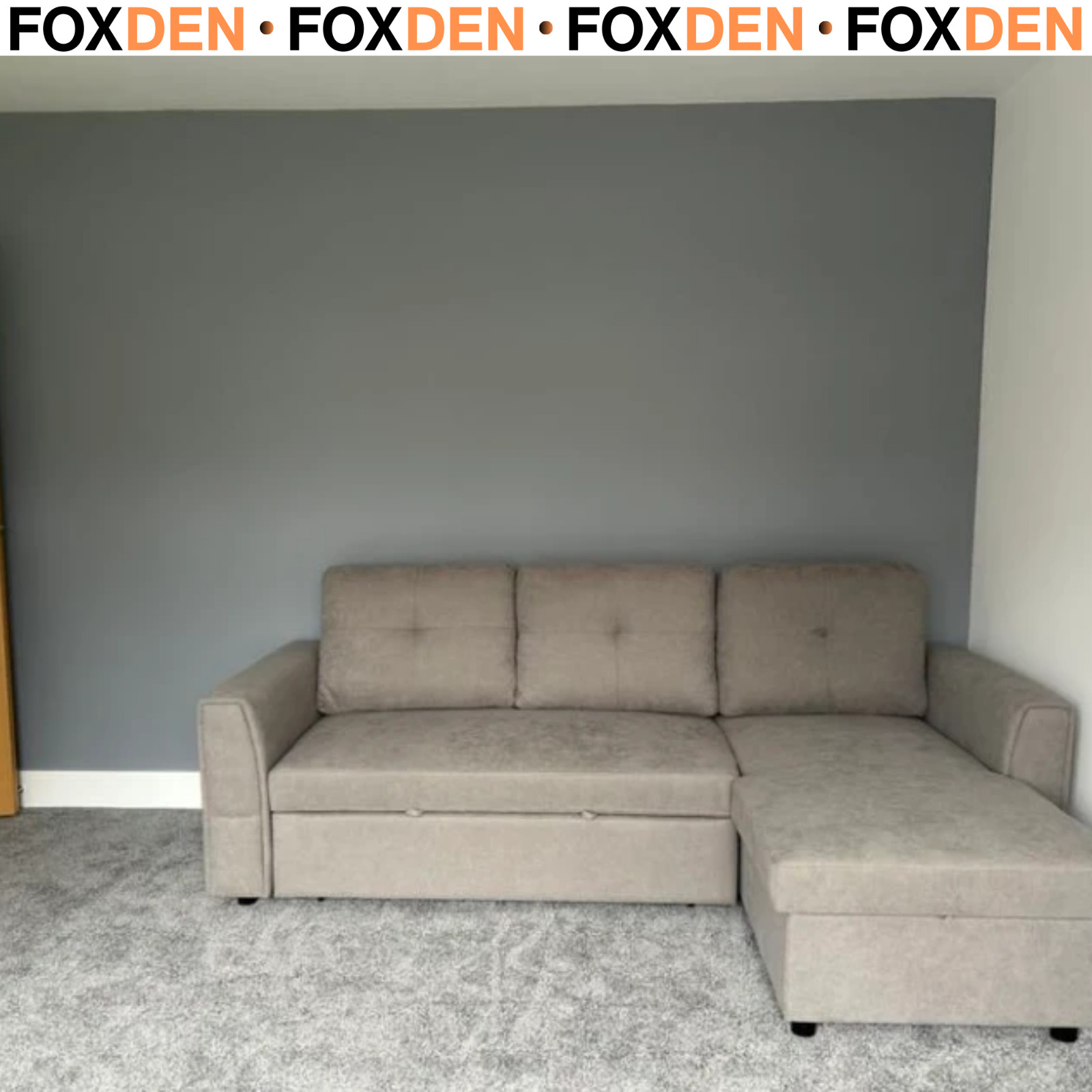 Grey Corner Sofa Bed 3 Seater L Shaped Settee for Living Room Convertible Sofas