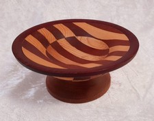 Vintage Hand Crafted Wood Small Pedestal Display Bowl Dish Paul Jellyman