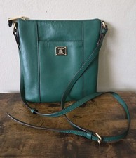 Ralph Lauren Pebbled Green Leather Zipper Crossbody Bag Adjustable Strap