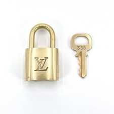 LOUIS VUITTON PadLock Lock with Key Brass Gold Tone Authentic Number random