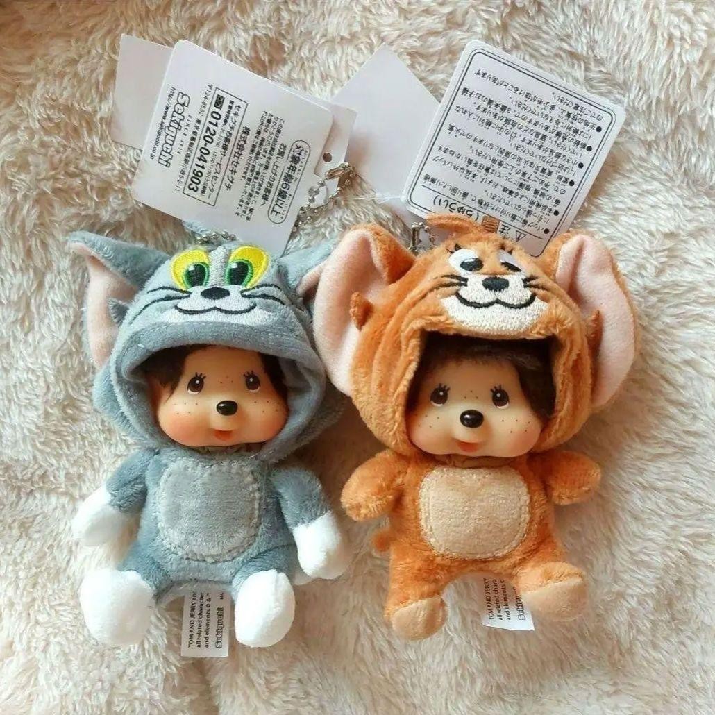 Sekiguchi Monchhichi Tom Jerry SS Keychain Plush Doll Pair