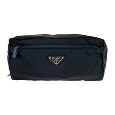 Prada Tessuto Saffiano Leather Clutch Bag Men Black One Size