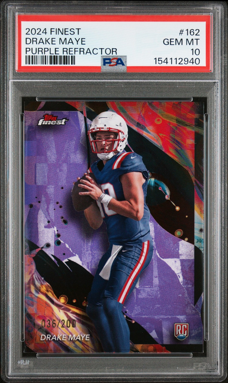 Drake Maye Topps Finest #162 Purple Refractor