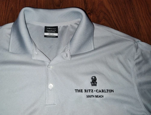 NICE Nike Golf Ritz Carlton South Beach Light Gray Polo Shirt Medium M
