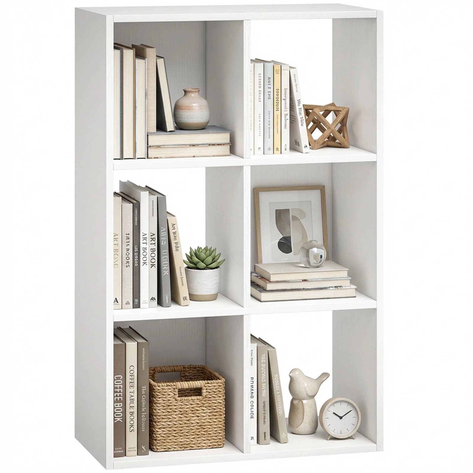 HOMCOM Industrial Storage Shelf, Bookcase, Bookshelf, White Wood Effect