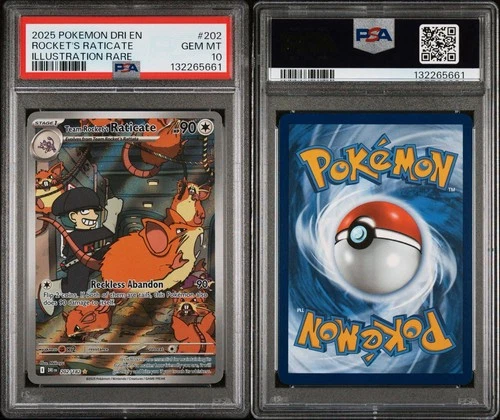 Pokemon TCG Team Rocket's Raticate #202 Destined Rivals Card PSA 10 GEM MINT