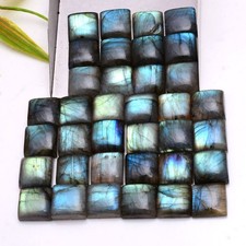 Set Of 18 Pcs Natural Labradorite 12mm Cushion Cabochon Huge Loose Gemstones Lot