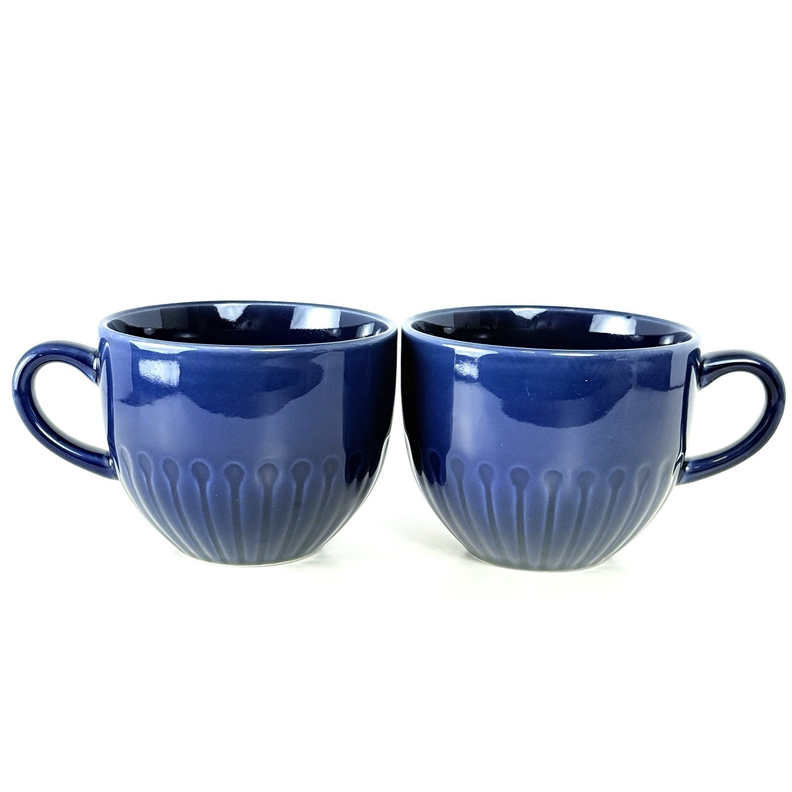 Ikea STRIMMIG 12 oz. Set Of 2 Coffee Mugs/Cups Blue Stoneware Ikea Retired Color