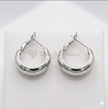 Sterling Silver 925 Chunky Mini Hoop Earrings Polished Everyday Wear