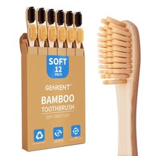 Bamboo Toothbrushes 12 Pack Natural Toothbrushes BPA Free Soft Bristles Tooth...