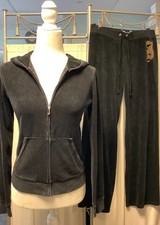 Juicy Couture Terry Zip Up Hoodie Low Rise Straight Leg Pants 30 x 31 SP